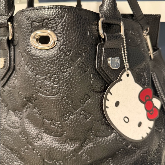 Vintage Hello Kitty Black Embossed Leather Tote - Picture 3 of 13